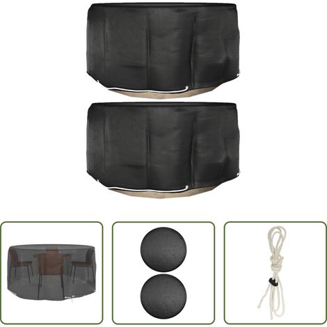 Rattanmöbel schützen - Gartenmöbel-Abdeckungen 2 Stk. 10 Ösen Ø230x90 cm Rund (1/5)