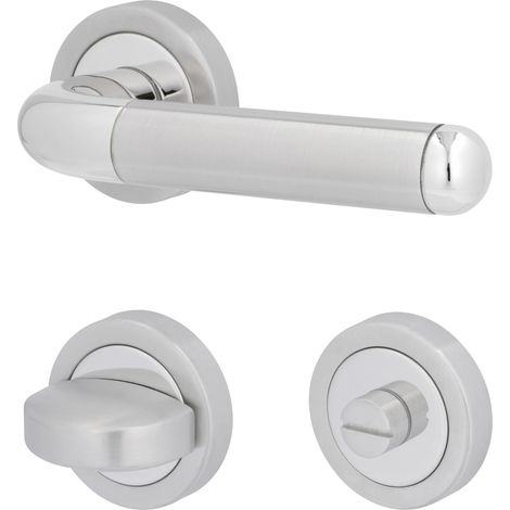 Südmetall WC-Türgriff-Garnitur Rosette Fair VI Edelstahl poliert/satiniert silber Ø 52 mm