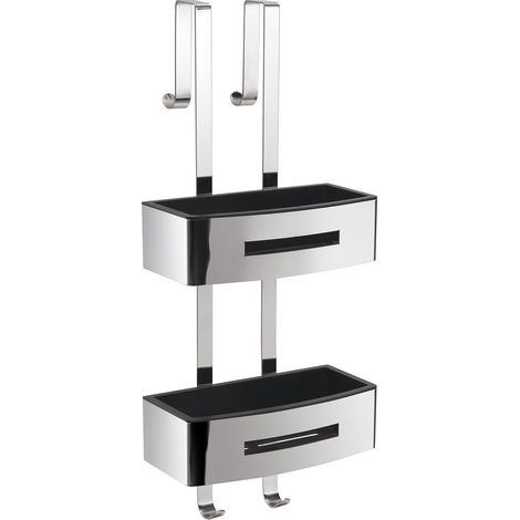 Sourcing Poseidon Cesta de Ducha Negra y Cromo
