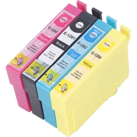 Les cartouches d'encre pour imprimante T1291/T1292/T1293/T1294 sont des cartouches d'encre 4 couleurs compatibles avec des imprimantes telles que SX230/SX235W/SX420W/SX425W/SX430W/SX525WD/B42WD/WF-701 (1/5)