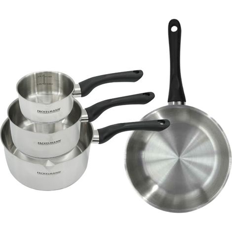 Set poêle 24 cm et 3 casseroles 12 16 et 20 cm en inox Fackelmann Geneva (1/5)