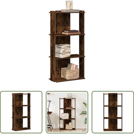 Étagère livres - Bibliothèque 3 niveaux chêne fumé 60x30x120cm bois d'ingénierie (1/5)