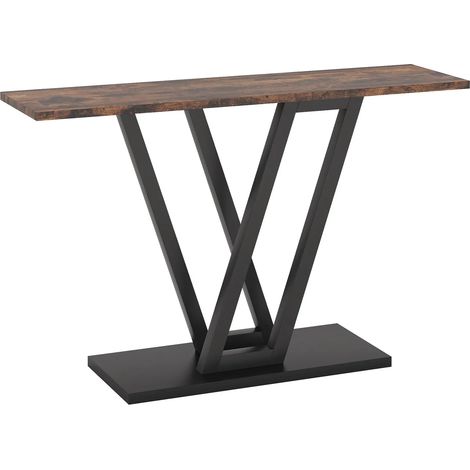 Mesa consola estrecha 110 x 30 x 80 cm de madera y metal con patas en V HOMVRA (1/5)