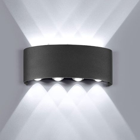 Apliques de Pared Interior, 8W Moderno LED Lámpara de Pared Interior de Aluminio para Pasillo Escalera Dormitorio (Negro/Blanco Frío)