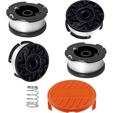 4 Bobine de Fil Convient pour Black+Decker A6481 A6485 AF-100-3ZP,Rechange Coupe Bordure pour ST5530-GB GLC3630L20-GB STC1820PC-GB BESTA530-GB BESTA525-GB(4 Bobine+1 Couvercle+1 Ressort) (1/5)