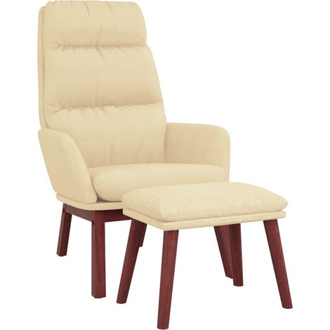 Relaxsessel mit Hocker Creme Stoff vidaXL (1/5)