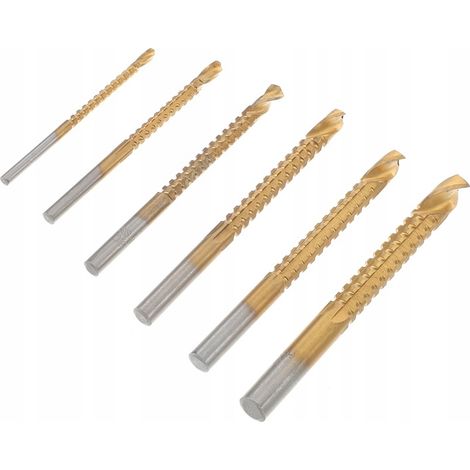 Un juego de brocas chapadas en oro, aptas para metales y madera, con recubrimiento de titanio. (1/4)