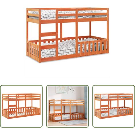 vidaXL Kiefer - Etagenbett Wachsbraun 90x200 cm Massivholz Kiefer (1/5)