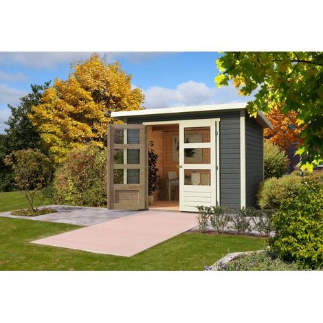 Karibu Holz Gartenhaus Stockach 2 naturbelassen 1,9 x 1,9 m (B x T) ohne Anbaudach (1/6)