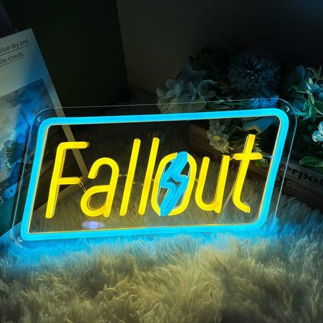 Enseignes au néon Fallout pour décoration murale, marchandises Fallout, enseigne au néon de jeu LED pour salle de jeu Man Cave, 35x17cm