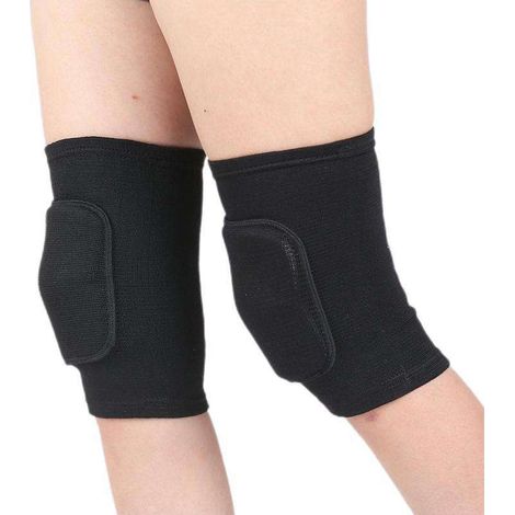 Rodilleras transpirables para baile y voleibol (2 pares), mangas de compresión gruesas para deportes (Talla M, Negro) (1/5)