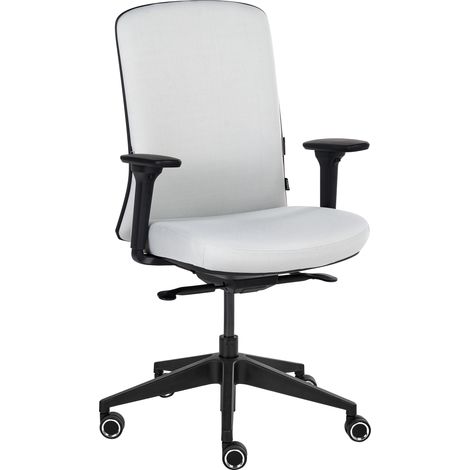 Silla de oficina ergonómica respaldo ajustable asiento deslizante reposabrazos ajustables soporte lumbar gris claro Kamilon (1/5)