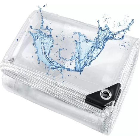 Bardusch-Bâche Industrielle Bâche Transparente avec œillets, Bâche Transparente en Plastique Imperméable Couverture De Feuille De Toit De Terrasse De Pergola en PVC Durable 370g/m² -22m (1/5)