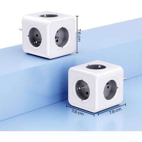 Multipresa a cubo 5 in 1, multipresa da parete, multipresa da parete da 3680 W, 5 prese frontali con messa a terra, multipresa a cubo con 5 adattatori CA per casa e ufficio, grigia (1/4)
