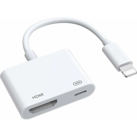 Adaptateur HDMI pour iPhone vers TV - Adaptateur AV numérique 1080p - Connexion HDMI - Adaptateur AV numérique HDMI - Compatible avec iPhone et iPad (doit être branché).