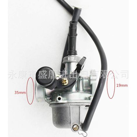 Carburateur PZ19 19 mm 110 cm³ avec starter manuel, alternative moitié zinc, moitié aluminium pour économiser du carburant. (1/4)