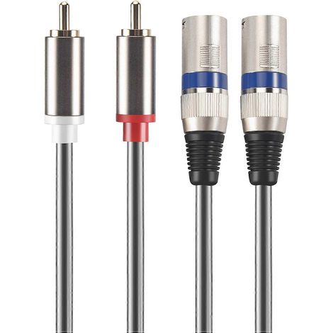 Câble double RCA mâle vers XLR mâle de 1,5 m, adaptateur 2 XLR vers 2 RCA, câble d'extension audio stéréo Hi-Fi pour mini-téléphone et haut-parleur (1/5)
