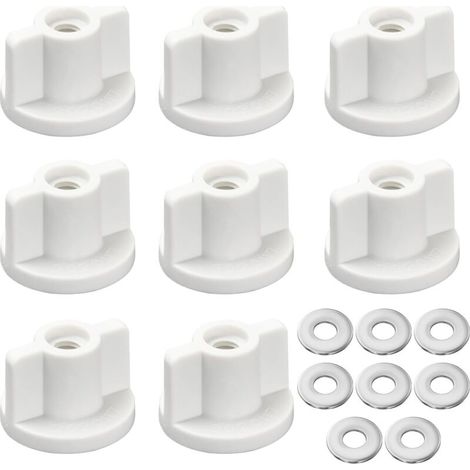 Lot de 8 fixations pour abattant de WC - Filetage M6 - Écrou arrière et rondelles - Pièces de rechange pour siège de toilette monté (1/4)