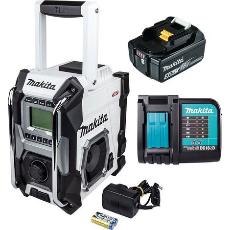 Makita Job Site Radio MR001GZ01 White 18v Digital Display 5AH Battery + Charger