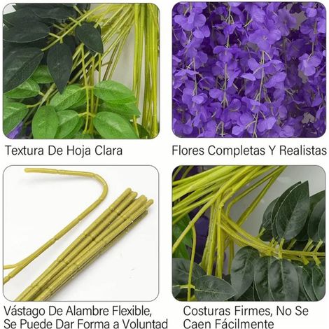 [Künstliches Blumen-Set] + [Glyzinien-Dekoration] + [Hängende Glyzinie] + [14 blau-violette Lilien mit Seidenblütenblättern] (1/5)