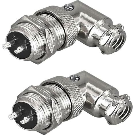 2 pièces GX16 4 Broches Angle Droit Aviation Connecteur,16mm souder Mâle et Femellespanneau Câble Connecteur d'aviation (GX12 4 Pin 90 Degree)
