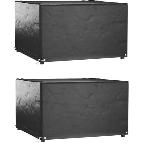 Fundas muebles de jardín 2 uds 8 ojales cuadrado 132x132x80 cm