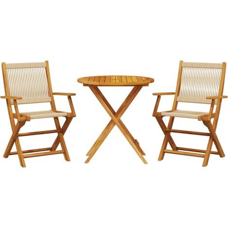 Maison Exclusive - Set da Bistrot 3pz Beige in Polipropilene e Legno Massello