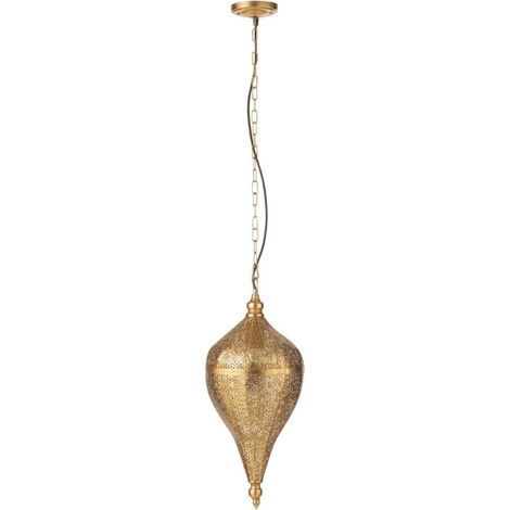 Lampe Suspension en Métal "Goutte" 53cm Or (1/5)