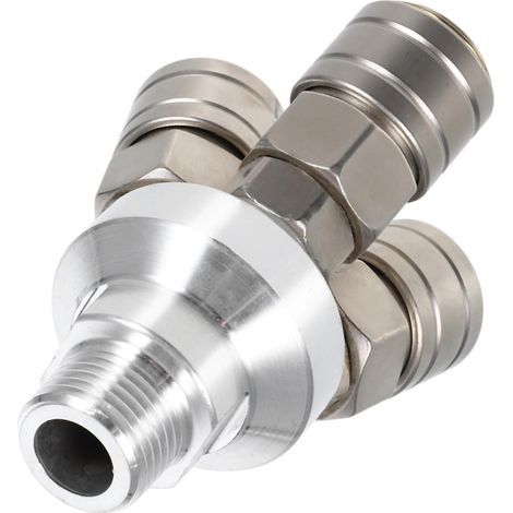 Raccord pour Tuyau de Compresseur Air Distributeur à Voies Connecteur Pneumatique Rapide Adaptateur - (1/5)