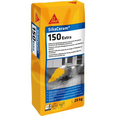 SikaCeram®-150 Extra - Adhesivo cementoso C1TE para cerámica interior y exterior - 25 kg - Saco - Blanco