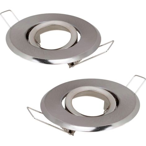 2 spots encastrés MR11 à cardan, finition chrome satiné, avec douille de 70 mm (1/5)