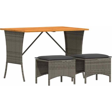vidaXL Set da Pranzo da Giardino 3 pz con Cuscini in Polyrattan Grigio (1/5)