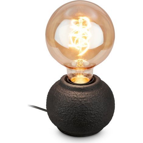 Briloner Tischleuchte Keramikfuß Ø10x8 cm E27 Fassung max. 25W Kabelschalter Schwarz - Tischlampe Wohnzimmer Schlafzimmer Flur (1/5)
