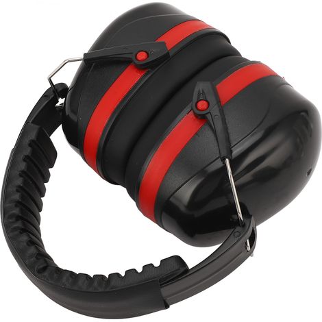 Casque antibruit industriel, protection auditive, taille ajustable, pliable, pour bébés et adultes, noir et rouge (1/5)