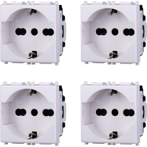 Elektronova Prise Schuko 2P+T 10/16A 250V Blanc compatible Vimar Plana Kit 4 pièces 2102 (1/5)