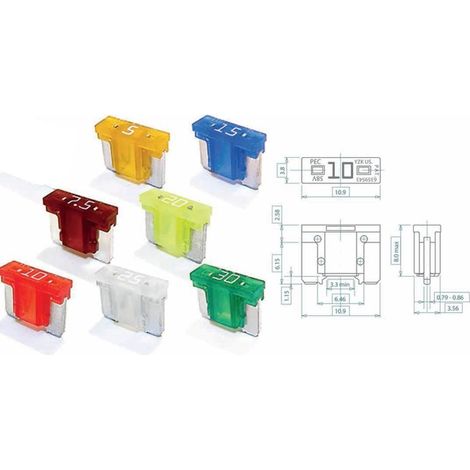 Assortimento di 100 micro fusibili a basso profilo da 5 a 30 ampere.