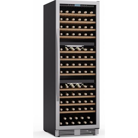 Klarstein Vinovilla Trio - Frigorifero per vini  144 bottiglie  3 zone  38 dB  12 ripiani  Compressore  413 litri
