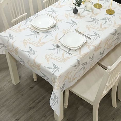 Nappe rectangulaire 137 x 180 cm, facile à nettoyer, motif feuilles, en PVC, facile d'entretien, résistante aux taches et imperméable. (1/5)