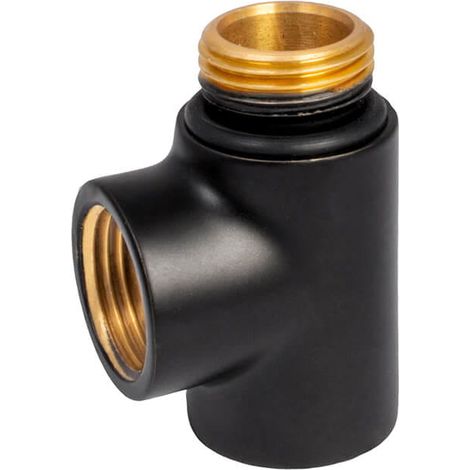 IDMAR 1/2″ Messing-T-Stück für Heizung, schwarz