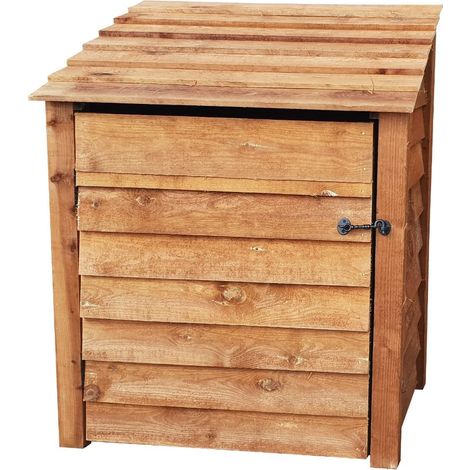 Wooden Log Store, W99xH126cm (Brown finish) With doors