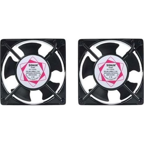 Lot de 2 Ventilateurs Axiaux Encastrables pour Cheminée, 120x120x38mm, Hélices Métalliques Résistantes à la Chaleur, Fonctionnement Silencieux, Modèle Universel (1/5)