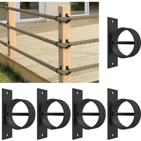 Lntyq Lot de 5 supports de corde en jute, crochets de corde de chanvre, supports de corde de chanvre pour terrasse, clôture, balustrade d'escalier