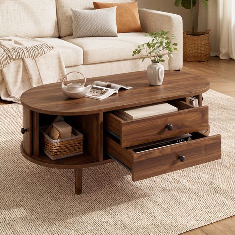 Tavolo ovale con cassetti e ante scorrevoli MDF OKMYHOME (1/5)
