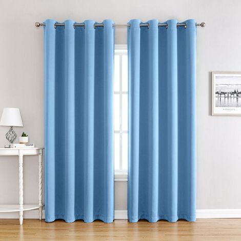 Rideaux Occultant pour Chambre - Double Rideau Isolation Thermiques de Fenêtre Maison / Tissu Solid Lourd pour, Lot de 2 ，100 X H 200 cm，Bleu