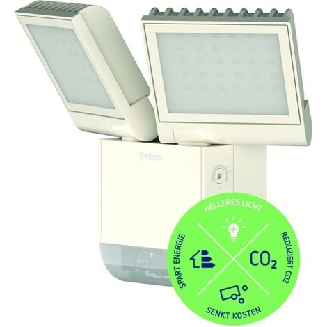 Theben 1020802 theLeda S17-100 WH LED-Strahler I integrierter Bewegungsmelder I weiß I 17 W I Wandmontage I Lichtfarbe 4000 K I Erfassungswinkel 180° I 10 m Reichweite I schwenkbar … (1/2)