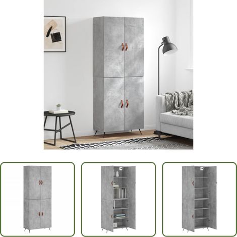 vidaXL Betonfarbe - Highboard Betongrau 69,5x34x180 cm Holzwerkstoff (1/5)