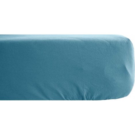Drap housse Palace pur coton teint lavé 63 fils/cm² Vent du sud - Palace Topaze - 160 x 200 cm bonnet de 35 cm (1/2)