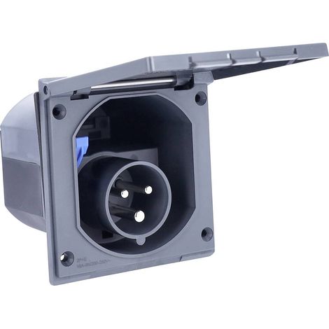 as - Schwabe Spina CEE per caravan - 230 V / 16 A spina da esterno con coperchio incernierato - Spina tripolare per caravan - Per uso esterno - IP44 - Made in Germany - Grigio antracite I 61492