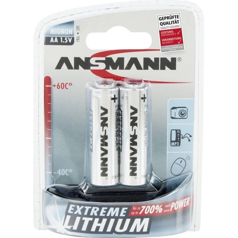 Ansmann Mignon Extreme Batteria Litio 2 x AA Argento