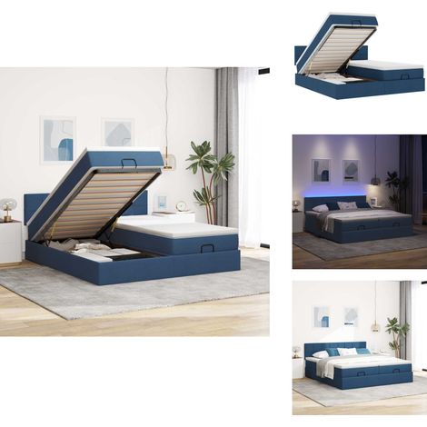 Cadre de lit ottoman avec matelas bleu 180x200 cm tissu - Cadre De Lit Ottoman - Cadres De Lit Ottoman - Cadre De Lit - Cadre De Lit Avec Rangement (1/5)